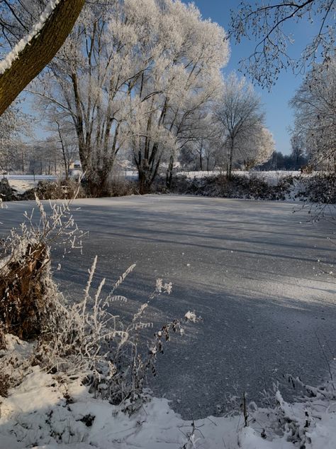 Frozen Pond Aesthetic, Pond Aesthetic, Pond Watercolor, Frozen Pond, Winter Vibes, Winter Aesthetic, Tis The Season, Winter Christmas, Frozen