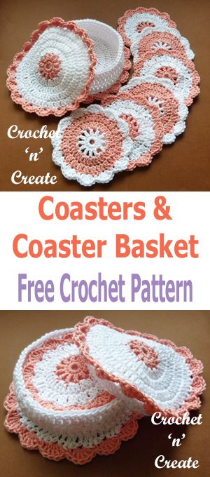 Make this crochet coasters-basket pattern as gifts for birthdays, housewarming or anniversary pressies. There is nothing like a ............. Crocheted Coasters, Crochet Puff Flower, Crochet Coasters Free Pattern, Crochet Placemats, Crochet Doily Diagram, Crochet Coaster Pattern, Vogue Knitting, Crochet Basket Pattern, Crochet Dishcloths