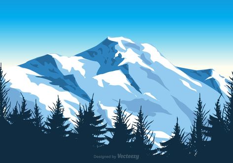 Free Vector Mount Everest Illustration Everest Illustration, Gunung Everest, Monte Everest, Mountains And Trees, Art Mountains, Mountain Drawing, Mountain Illustration, Nature Posters, Snow Mountain