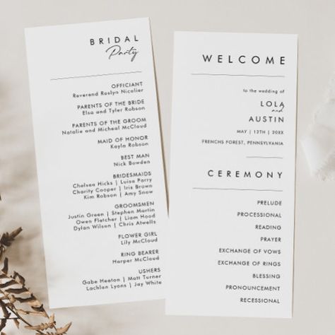 $2.94 | Modern Minimalist Wedding Program #simplistic white black calligraphy font, minimal abstract bohemian chic script, formal contemporary typography ss012, elegant ceremony program, boho order of service, minimalist order of events, simple printed program, luxury church program, modern double-sided program, unique wedding Wedding Program With Seating Chart, Contemporary Typography, Order Of Events, Black Calligraphy, Black Color Palette, Modern Minimalist Wedding, Order Of Service, Ceremony Programs, Chic Bohemian