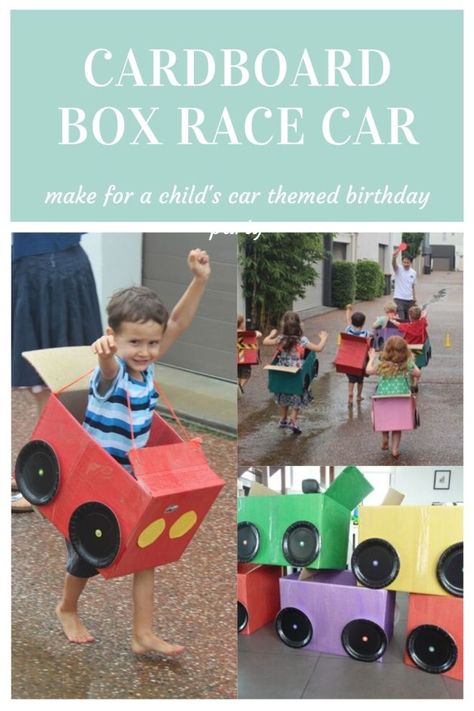 Preschool Cardboard Box Car, Cardboard Box Racing Car, Box Race Car Cardboard, Cardboard Box Race Car Diy, Cardboard Box Race Car, Cars Out Of Cardboard Boxes, Cardboard Cars Diy, Make A Car Out Of A Box Kids, Car Made Out Of Cardboard Boxes