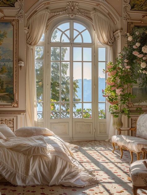 Lots Of Windows House, Bridgerton Inspired Home Decor, Bridgerton Bedroom, Dreamy Apartment, Classical Bedroom, Bohemian Bedroom Ideas, Windows Photo, Dream House Aesthetic, Sunken Living Room