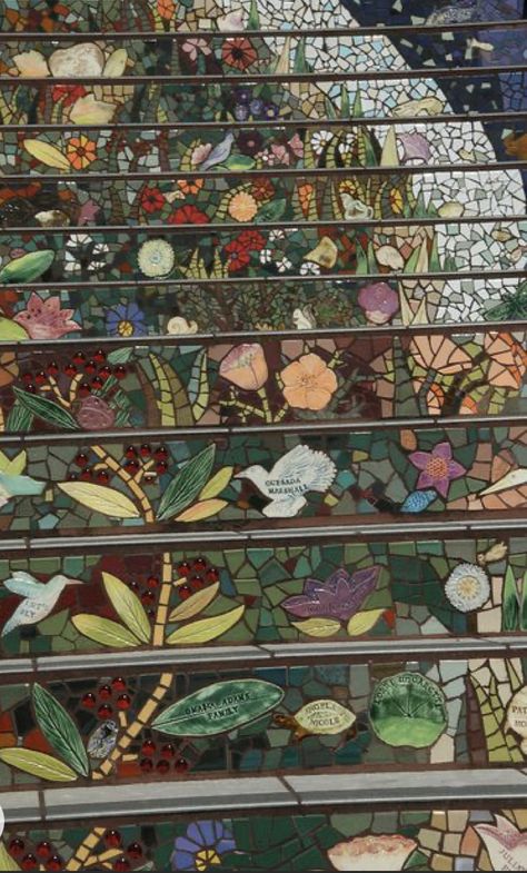 Glass Steps, Tiled Steps, Mosaic Stairs, Mosaic Vases, Street Magic, Art Pierre, Mosaic Madness, Mosaic Stained, Mosaic Garden