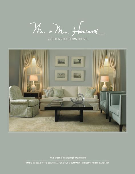 Mr. and Mrs. Howard National Ad image Fireplace Wall Unit, Phoebe Howard, Skirted Sofa, Catering Table, Sherrill Furniture, Interior Windows, Drapery Hardware, Beautiful Living Rooms, Club Chair