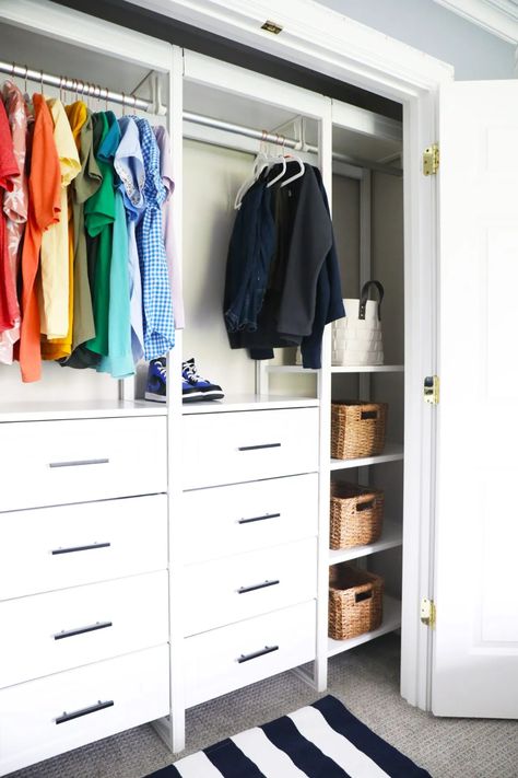 updating a teen closet with closets by liberty - The Handmade Home Closet With Dresser Inside, Closet With Dresser, Teen Closet Organization, Teen Closet, Small Laundry Space, Folding Fitted Sheets, Organizing Solutions, Clutter Free Kitchen, Custom Closet Design