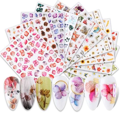 WOKOTO 11 Sheets nail stickers flowers stickers for nails nail art stickers self adhesive 3D Nail Art Decals Dried Flower Butterfly Rose Leaves Charms Design Nail Decals for Women Nail Flower Stickers Decals For Women, Stickers For Nails, Nail Flower, Nail Art Decals, Nail Stickers Decals, Flower Stickers, Nail Art Stickers Decals, Rose Leaves, Flower Butterfly