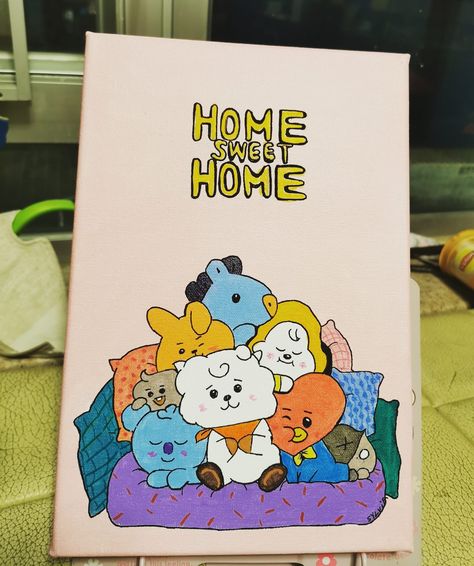 BT21 cute Bt21 Painting Ideas, Bt21 Painting, Exam Pad, Fabric Painting, Painting Ideas, Canvas Painting, Paintings, Canvas, Fabric