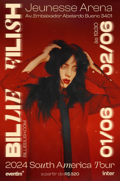 Posters Singers Aesthetic, Artist Announcement Poster, Concert Posters Graphic Design, Music Artist Poster Design, Music Tour Poster Design, Graphic Design Concert Poster, Tour Announcement Poster, Graphic Design Billie Eilish, Billie Eilish Tour Poster