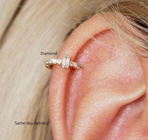 Hoop Helix Piercing, Tragus Hoop, Earring Cartilage, Helix Hoop, Helix Earring, Diamond Huggies, Cartilage Earrings Hoop, Cartilage Hoop, Simple Diamonds