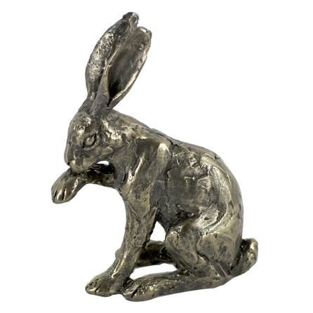 Dunelm Hare Licking Paw Figurine Rural Decor, Living Room Ornaments, Rabbit Decor, Rabbit Figurine, Bronze Statue, Cat Sitting, Antique Bronze, 6 Inches, Vintage Antiques