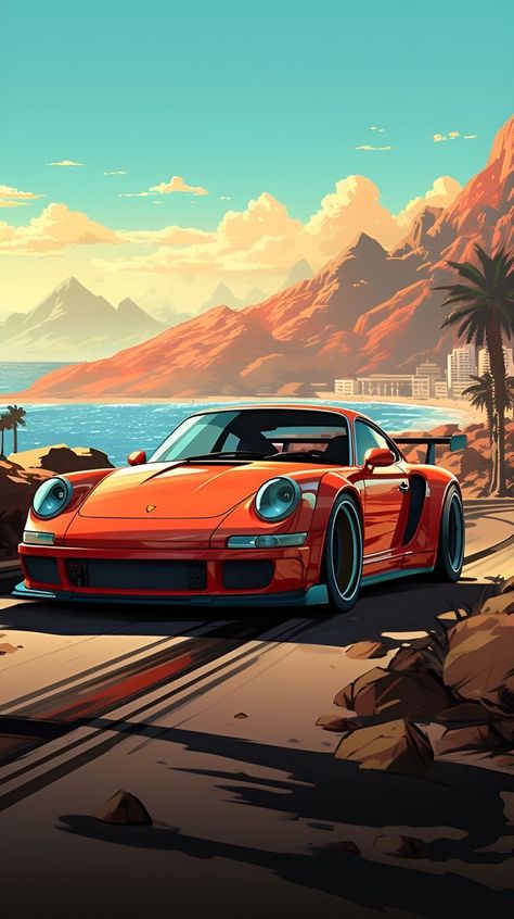 Cruisin' Chronicles Retro Racing Car, Cool Car Backgrounds, Luxury Cars Audi, Gfx Design, Bmw Wallpapers, Arte 8 Bits, Automotive Artwork, Cool Car Pictures, Porsche Gt3