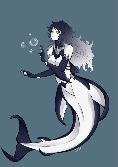 Orca Mermaid Art, Mermaid X Human Art, Female Mermaid Art, Orca Characters Design, Orca Oc Human, Orca Humanoid, Aquatic Oc, Orca Oc, Merfolk Character Design