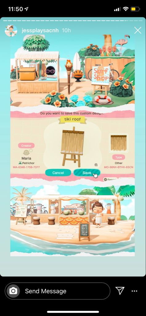 Beach Design Codes Acnh, Acnh Beach Shop, Acnh Surf Shop Design Code, Animal Crossing Surf Shop, Acnh Surf Shop, Acnh Resort, Acnh 2023, Acnh Tropicore, Acnh Motifs