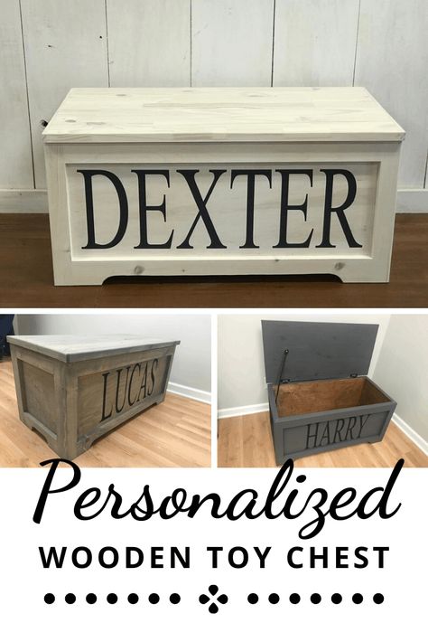 Homemade Toy Box Ideas, Toy Box Ideas, Personalized Toy Box, Organized Playroom, Boys Toy Box, Childrens Toy Boxes, Wood Toy Box, Wooden Toy Chest, Wooden Photo Box