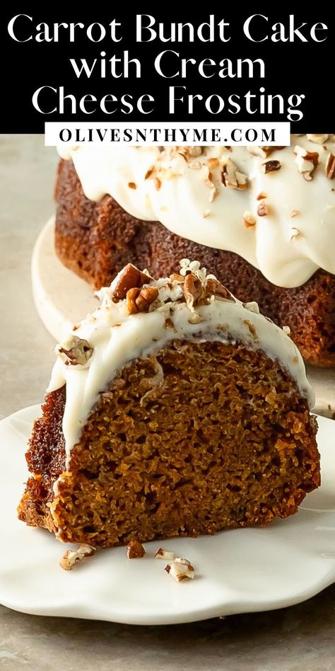 Carrot Cake And Cream Cheese Frosting, Carrot Cake Without Nuts Recipe, Moist Carrot Bundt Cake Recipe, Bunt Carrot Cake Recipe, Carrot Cake From Boxed Spice Cake, Thanksgiving Carrot Cake Decoration, Carrot Cake Recipe Bundt Pan, Carrot Cake Bundt Cake Recipe, Bundt Carrot Cake