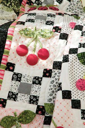 Black Cherry | May/June 2008 | McCall's Quilting | Quilting Daily Cherry Quilt, Interesting Quilts, Appliqué Work, Fun Quilts, Quilted Hearts, Mccalls Quilting, Homemade Things, Quilt Applique, Black And White Quilts