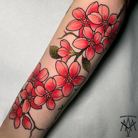 Neotraditional Flowers, Cherry Blossom Tattoos, Italy Tattoo, Dragon Tattoo Sketch, Japanese Flower Tattoo, Traditional Tattoo Flowers, Tattoo Old School, Tatuaje A Color, Blossom Tattoo