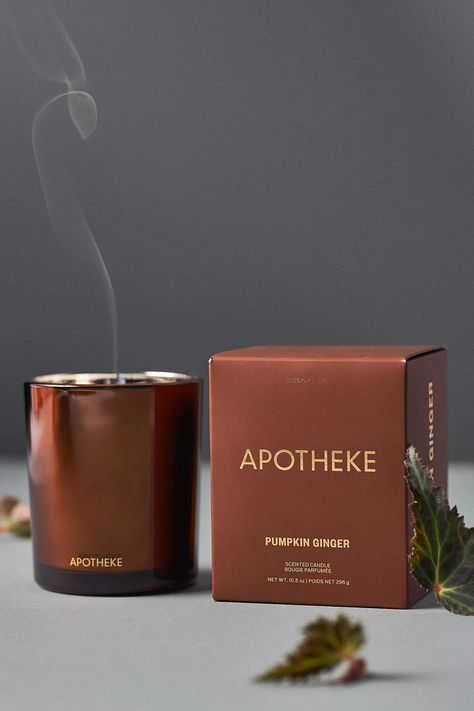 Apotheke Pumpkin Ginger Classic Scented Boxed Candle | Anthropologie Blue Pillar Candles, Anthropologie Candle, Makeup Images, Fall Candle, Roasted Pumpkin, Seasonal Candles, Luxury Candle, Autumn Decorating, Pumpkin Candles