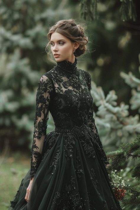 10 Gothic Wedding Dresses To Inspire Your Creativity! – fashionbylina.com Black Wedding Dresses Gothic, Gothic Wedding Dresses, Black Lace Wedding Dress, Black Wedding Dress Gothic, Black Lace Wedding, Black Lace Gown, Wedding Dressses, Gothic Wedding Dress, Dark Wedding