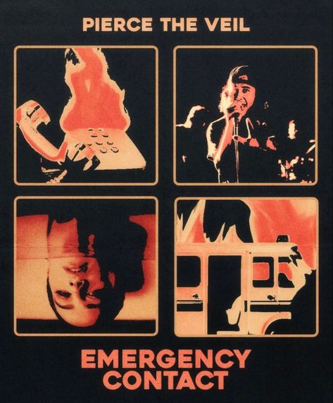 Pierce The Veil Emergency Contact, Emergency Contact Pierce The Veil, Pierce The Veil Album Cover, Ptv Poster, Pierce The Veil Aesthetic, Pierce The Veil Wallpapers, Pierce The Veil Poster, Contact Poster, Printable Wall Collage