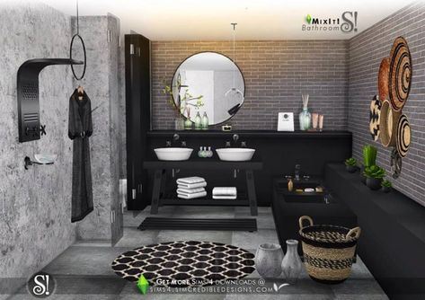 SIMcredible Designs: Mix it bathroom • Sims 4 Downloads Sims 4 Bathroom, Sims 4 Blog, Mod Furniture, Sims 4 Cc Shoes, Casas The Sims 4, Bathroom Decor Sets, Sims House Design, The Sims 4 Download, Sims 4 Update