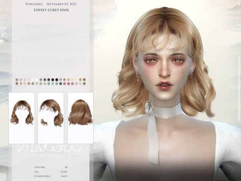 The Sims Resource - WINGS-TO0903-Lovely curly hair Sims 4 80s, 80s Curly Hair, Sims 4 Curly Hair, Elegant Short Hair, World Hair, Pelo Sims, Sims 4 Cc Folder, Sims 4 Gameplay, Sims 4 Teen