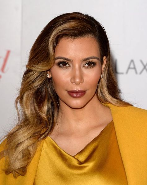 Holiday Eye Makeup, Retro Hairstyle, Hairstyles Photos, Kim Kardashian Hair, Kardashian Hair, Mustard Dress, The Beauty Department, Hair Raising, Retro Waves