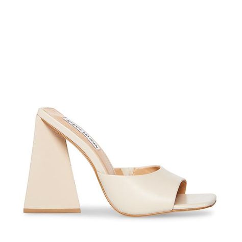 TWISTS BONE LEATHER – Steve Madden Beige Sandals Heels, Cream Heels, Flared Denim, Steve Madden Store, Summer Heels, Heels Classy, 5 Inch Heels, Steve Madden Shoes, Natural Leather