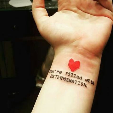 Determination Tattoo, Undertale Tattoo, Birthdate Tattoo, Video Game Tattoos, Biblical Tattoos, Glyph Tattoo, Gamer Tattoos, Video Game Tattoo, Gaming Tattoo