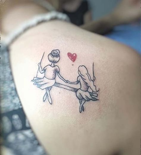 Cute Sisters on a Swing Tattoo for Sister Tattoos Tattoo For Sister, Tattoo Balance, Swing Tattoo, Small Sister Tattoos, Matching Best Friend Tattoos, Chic Tattoo, Cute Sister, Wrist Tattoos For Guys, Bff Tattoos