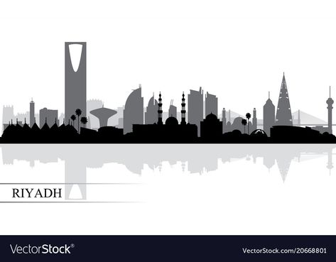 Riyadh Illustration, Arabic Pictures, Riyadh City, Silhouette Background, City Skyline Silhouette, Skyline Silhouette, Branding Design Inspiration, Aesthetic Women, Riyadh