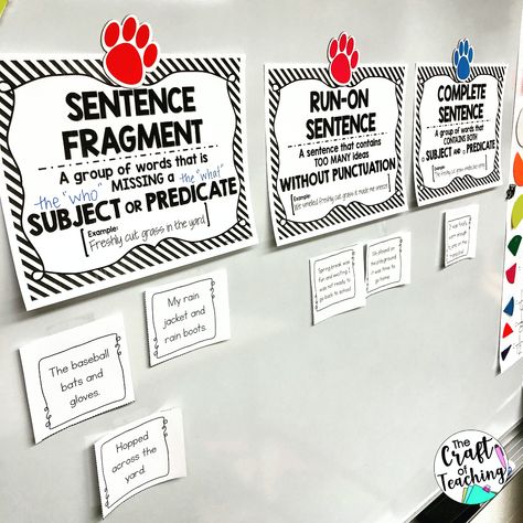 How to Use Sentence Sorts to Improve Writing Skills - The Craft Of Teaching Fragments And Run On Sentences, Teaching Complete Sentences, Complete Sentences Activities, Teaching Sentence Structure, Sentence Writing Practice, Teaching Sentences, 4th Grade Activities, Sentence Writing Activities, Sentence Fragments