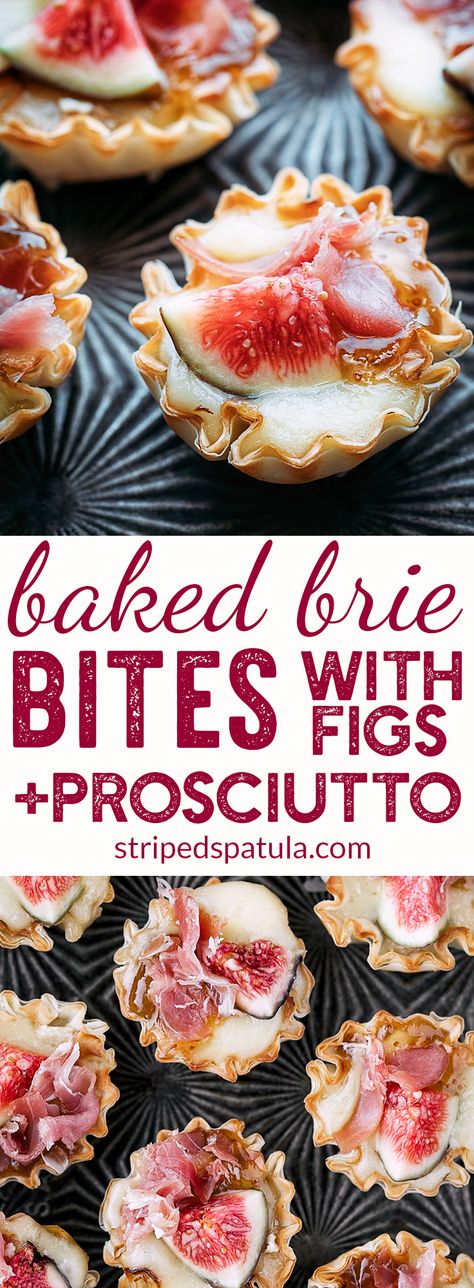 Brie Bites Phyllo, Appetizer Brie, Baked Brie Bites, Prosciutto Appetizer, Brie Recipes Appetizers, Appetizers Thanksgiving, Fingerfood Baby, Brie Appetizer, Phyllo Cups