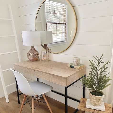 #TargetStyle : @housebordeaux : Target Finds Target Desk, Light Wood Desk, Small Writing Desk, Vintage Writing Desk, Wood Writing, Farmhouse Desk, Cozy Minimalist, Writing Desk With Drawers, Wood Writing Desk