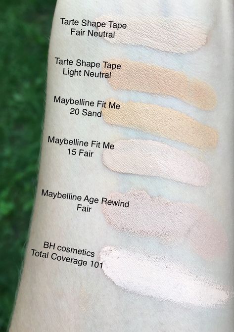 Tarte shape tape fair neutral, tarte shape tape light neutral, Maybelline fit me 20 sand, Maybelline fit me 15 fair, Maybelline instant age rewind fair, by cosmetics studio pro total coverage concealer 101, concealer swatch swatches comparison for pale fair skin Maybelline Fit Me Concealer Swatches, Fit Me Concealer Swatches, Fit Me Concealer Shades, Maybelline Bb Cream, Fit Me Concealer, Maybelline Concealer, Maybelline Fit Me Concealer, Foundation Swatches, Light Concealer