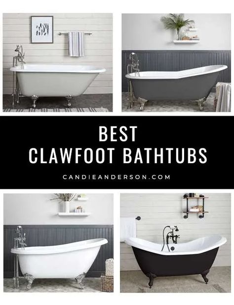 Elevate your self-care routine with these 20 gorgeous clawfoot bathtubs in various colors and styles. Whether it's a classic roll tub or a chic slipper tub, you'll find the perfect fit for your dream bathroom or bath remodel. Let the pampering begin! #BathroomUpgrade #ClawfootTubIdeas #HomeDecor Farmhouse Clawfoot Tub, Claw Foot Tub Bathroom Ideas, Claw Tub Bathroom Ideas, Bathroom Ideas With Clawfoot Tub, Slipper Bath Bathrooms, Bathrooms With Clawfoot Tubs, Bathtub Clawfoot, Bathroom With Clawfoot Tub, Claw Foot Bathtub