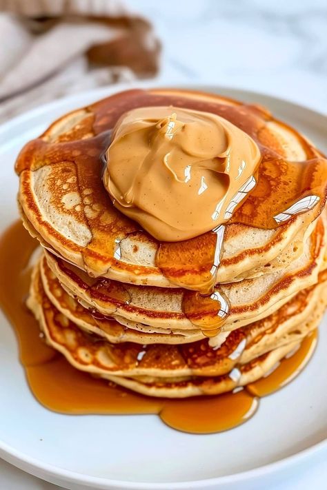 Peanut Butter Pancakes - Insanely Good Pbj Pancakes, Pb2 Pancakes, Peanut Butter Pancakes, Butter Pancakes, Best Peanut Butter, Dinner Recipes Crockpot, Creamy Peanut Butter, Copycat Recipes, Healthy Happy