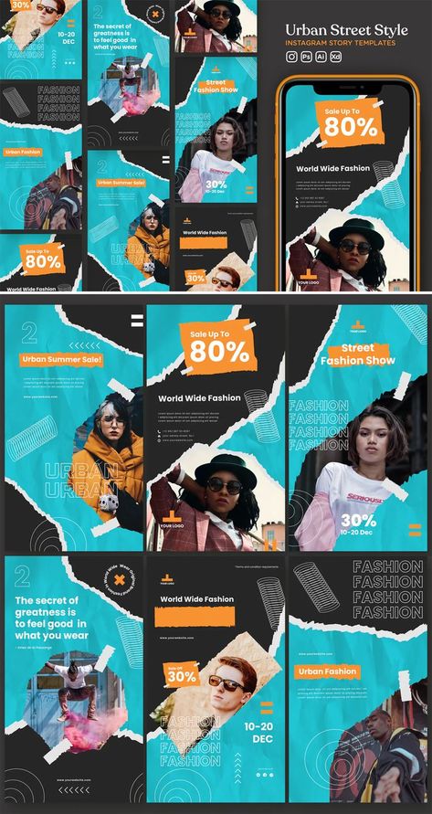 Fashion Instagram Story, Urban Style Design, Grid Poster, Graphic Design Typography Poster, Instagram Grid Design, Professional Instagram, Template Black, Travel Poster Design, Vintage Poster Design