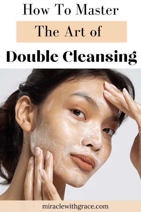 Are you cleansing your face the right way? Check out this article on how to master the art of double cleansing. This article provides information on why double cleansing is important and how to do it to achieve healthier skin. How to cleanse your face. How to double cleanse. #doublecleansing #howtodoublecleanse #koreanskincare #doublecleansingmethod #skincare #beauty #skincaretips #glowingskin How To Cleanse Your Face, Korean Double Cleansing, How To Double Cleanse Your Face, Double Cleansing Method, Face Cleansing Routine, Facial Cleansing Routine, Double Cleanser, Face Rollers, Clear Skin Fast