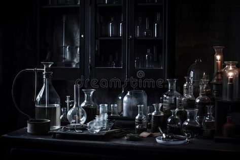 Laboratory equipment and glassware, arranged in eerie and mysterious setting, to create dark atmosphere royalty free stock photography Dark Laboratory, Laboratory Glassware, Dark Atmosphere, Laboratory Equipment, Icon Set Vector, Stock Photography Free, Icon Set, Stock Photography, Stock Illustration