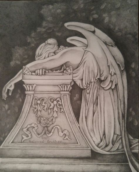 Weeping Angel Drawing, Weeping Angel Tattoo, Draw Sea Animals, Good And Evil Tattoos, Tombstone Tattoo, Draw Sea, Crying Angel, Weeping Angel, Drawing Now