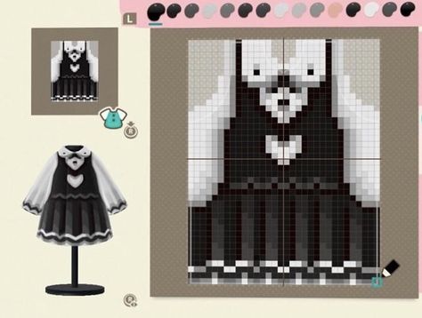 Heart Dress Outfit, Emoji Drawings, Animal Crossing Memes, Yandere Games, Art Outfit, Animal Crossing Wild World, Easy Pixel Art, Animal Crossing Characters, New Animal Crossing