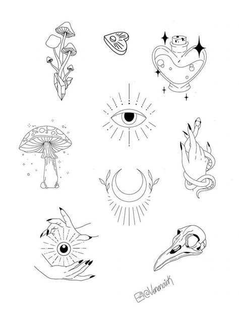 Crystal Tattoo Design Drawings, Crystal Tattoos For Women, Girly Halloween Tattoos, Flashes Tattoo, Tim Burton Tattoo, Flash Tats, Small Girly Tattoos, Flash Sheets, Crystal Tattoo