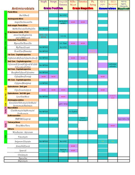 Antibiotic Chart Antibiotics Chart, Nurse Practitioner School, Family Nurse Practitioner, Pa School, Pharmacy School, Pharmacology Nursing, Critical Care Nursing, Nurse Rock, Nursing School Studying