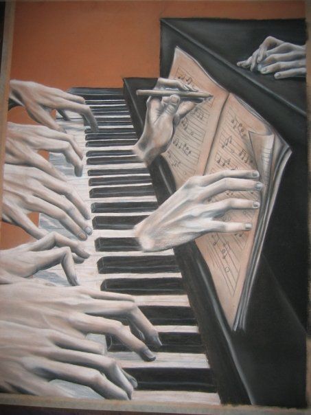 Hands Playing Piano Drawing, Hands On Piano, Cassidy Aesthetic, Hands Playing Guitar, Instrumental Aesthetic, Ap Art Portfolio Ideas, Piano Hands, Musician Room, Conte Crayon