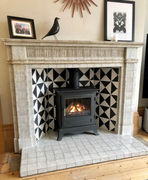 Ultimate list of modern fireplace ideas – Brick, tile and painted fireplace ideas – Style your Sanctuary Tiled Hearth Ideas, Fireplace Ideas Brick, Painted Fireplace Ideas, Tiled Hearth, Modern Fireplace Ideas, Fireplace Styling, Log Burner Fireplace, Hearth Tiles, Painted Fireplace