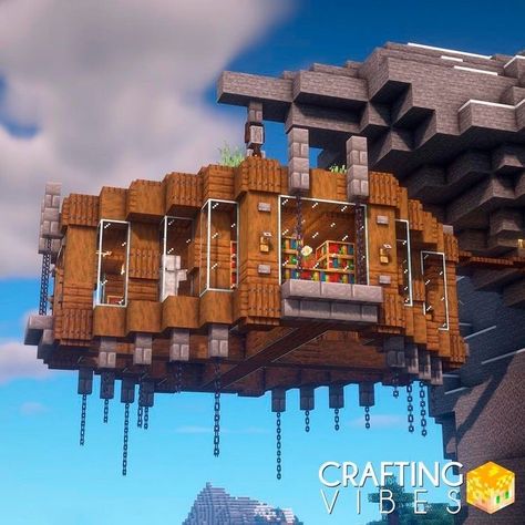 Mincraft Idea Houses Hanging, Minecraft Suspended House, Minecraft Hanging House Ideas, Cliff Minecraft House, Minecraft Cliff House Ideas, Minecraft Cliff Houses, Hanging Minecraft House, Hanging House Minecraft, Cliffside House Minecraft