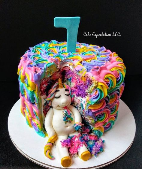 Rainbow color Rosette Fat Unicorn eating Cake Unique Unicorn Cake, Unicorn Eating Cake, Cake Themes, Ice Cream Taco, Funny Cakes, Fat Unicorn, Bday Quotes, Girls Slumber Party, Girl Bed