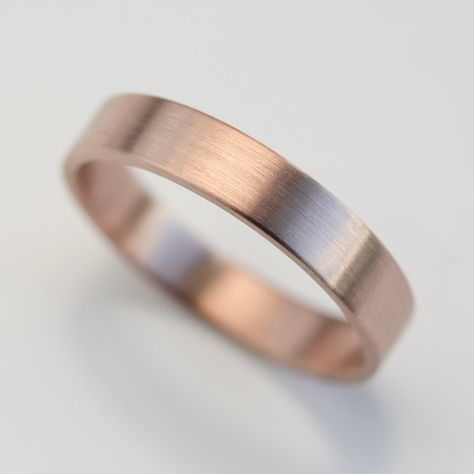 Wedding band made of eco-friendly 100% recycled metals. This band is flat, modern, minimal, and simple. It is a slim fitting band. 4x1.25mm 14k Rose Gold Size 7.5 Matte Finish Rose Gold Band, Recycled Metal, Cartier Love Bracelet, Engraved Rings, Silver Wedding, Matte Gold, Wedding Rings Engagement, Wedding Band, Band Rings