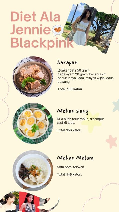 Diet Korean Plan, Blackpink Jennie Diet Plan, Jennie Diet Meal Plan, Blackpink Diet Plan, Korean Diet Meal Plan Kpop, Jennie Diet Plan, Korean Dieting Tips, Tips Diet Sehat, Blackpink Diet